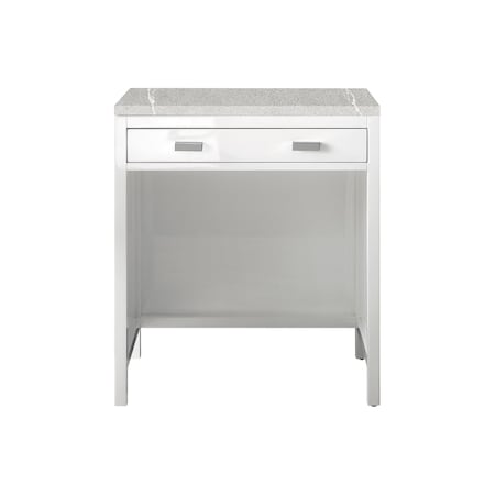 James Martin Vanities Addison 30in Countertop Unit, Glossy White w/ 3 CM Eternal Serena Top E444-CU30-GW-3ESR